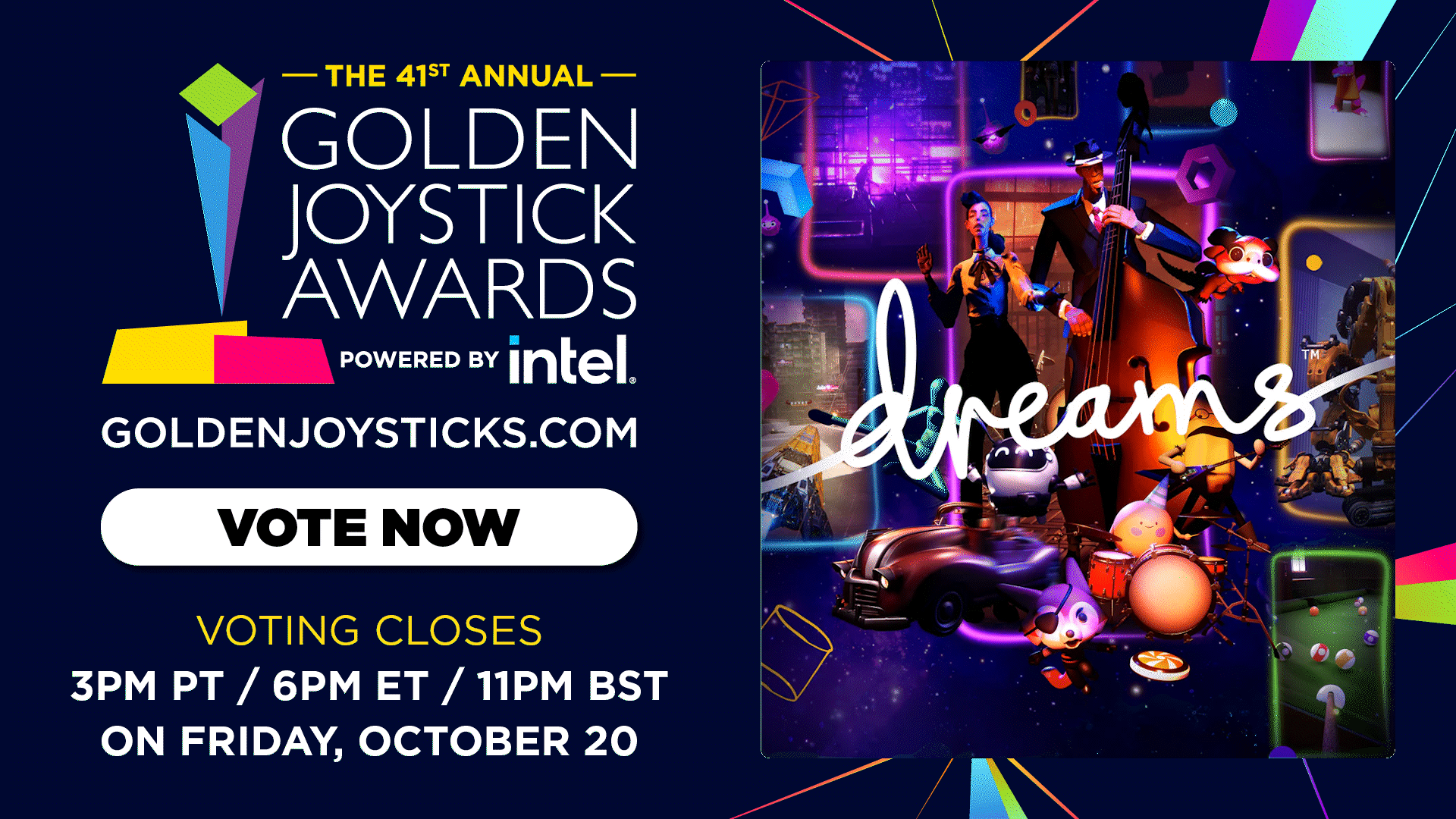 The Golden Joysticks logo alongside an image of Dreams.